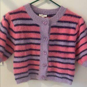 Striped Pink and Purple Button-Up Crop Sweater